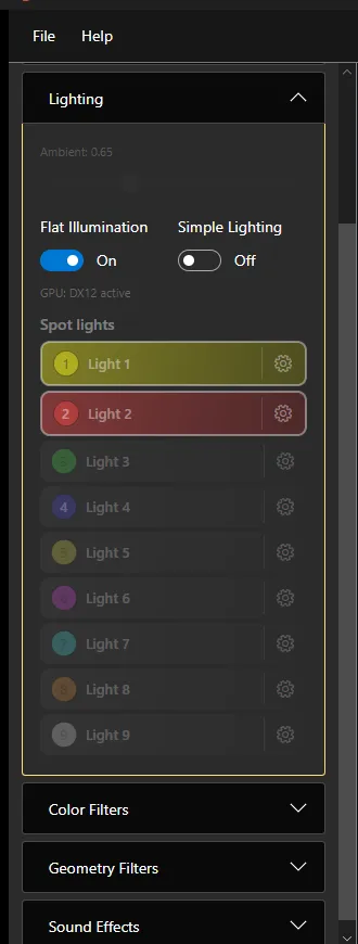 Lighting tab