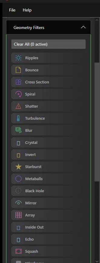 Geometry filters